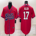 Nike Buffalo Bills #17 Josh Allen red baseball jerseys Joint name-BD