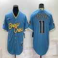 Nike Milwaukee Brewers #11 Tellez skyblue majestic baseball Jersey city version