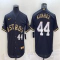 Nike Houston Astros #44 Yordan Alvarez black gold majestic baseball jerseys-BD