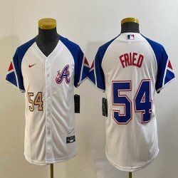 Youth Nike Anaheim Angels #54 Max Fried white blue majestic baseball city version 01