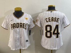 Women Nike San Diego Padres #84 Dylan Cease white majestic mlb Jerseys-BD 02