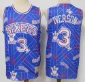 Philadelphia 76ers #3 Allen Iverson blue throwback baseball jersey-S8