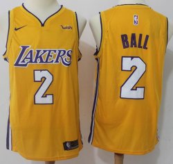 Nike Lonzo Ball #2 Los Angeles Lakers yellow nba basketball Jerseys(1)