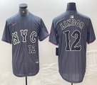 Nike New York Mets #12 Francisco Lindor gray majestic mlb jerseys majestic baseball jerseys 01