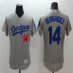 Los Angeles Dodgers #14 Hernandez gray Flexbase Authentic Collection Jersey