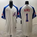 Nike Anaheim Angels #1 Ozzie Albies white blue majestic baseball city version 03