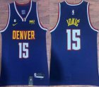 Nike Denver Nuggets #15 Nikola Jokic blue nba basketball jerseys with 6 patch- HL