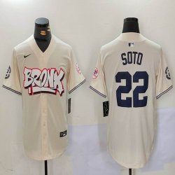 Nike New York Yankees #22 Juan Soto beige majestic baseball Jersey Joint name