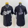 Youth Nike Los Angeles Dodgers blank black majestic baseball jerseys -BD 01