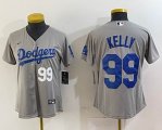 Youth Los Angeles Dodgers #99 Kelly Nike gray majestic baseball Jersey-BD 12