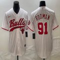 Nike Chicago Bulls #91 Dennis Rodman Hemp white basketball jerseys Joint name-BD