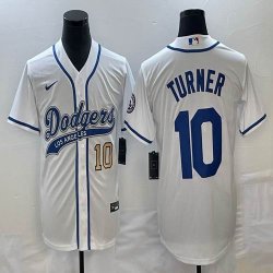 Nike Los Angeles Dodgers #10 Justin Turner white majestic baseball Jerseys Joint name -BD