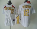 St.Louis Cardinals 12 BERKMAN white gold mlb signature jerseys