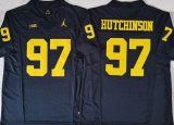 Michigan Wolverines #97 Aidan Hutchinson blue college football jerseys