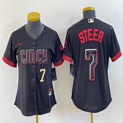 Youth Nike Cincinnati Reds #7 Steer black majestic baseball jerseys -BD 01