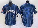 2023 World Cup Mexico #7 Julio Urias blue majestic baseball jerseys 69