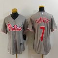 Women Nike Philadelphia Phillies #7 Trea Turner gray baseball jerseys