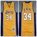 Los Angeles Lakers 34# Shaquille O'Neal throwback yellow nba jersey-XD