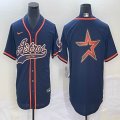 Nike Houston Astros blank blue majestic baseball jerseys big logo Joint name -BD 01