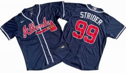 Men\'s Atlanta Braves 99# Spencer Strider Nike Navy Alternate Replica Player Name Jersey