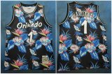 Orlando Magic #1 Penny Hardaway black flowers fashion nba jersey