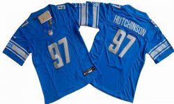 Women\'s Detroit Lions 97# Aidan Hutchinson blue Nike Vapor F.U.S.E. Limited Jersey