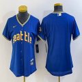 Women Nike Seattle Mariners blank blue majestic mlb jersey city version-BD