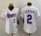 Women Nike Texas Rangers #2 Marcus Semien white majestic baseball jerseys -BD 03