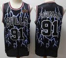 Chicago Bulls #91 Dennis Rodman black throwback NBA basketball Jerseys-S8