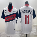 Cleveland Indians Great Lakes #11 Jose Ramirez white baseball jerseys Nickname version