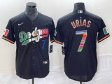 Nike Los Angeles Dodgers #7 Julio Urias black majestic baseball jersey Color font-BD 02