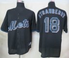 MLB New York Mets 18 Strawberry Black Fashion Jerseys