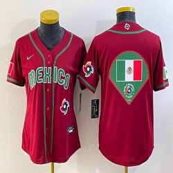 Women 2023 World Cup Mexico blank red majestic baseball jerseys 06