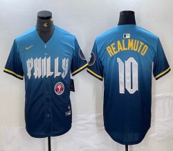 Nike Philadelphia Phillies #10 J.T. Realmuto blue majestic baseball jerseys city version 01