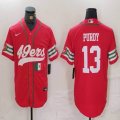 San Francisco 49ers 13# Brock Purdy red baseball jersey Joint name-BD