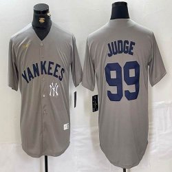 Nike New York Yankees #99 Aaron Judge gray throwback majestic baseball Jersey-BD 03