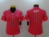 Women Philadelphia Eagles #11 Carson Wentz pink Color Rush Limited Jersey