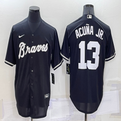 Nike Atlanta Braves #13 Ronald Acuna Jr. black majestic baseball jersey