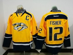 Nashville Predators #12 Mike Fishe yellow NHL Jersey C patch