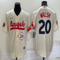 Nike Los Angeles Angels #20 Jared Walsh beige majestic baseball Jersey 01