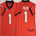 Youth Georgia Bulldogs #1 Justin Fields red College Football Color Rush Limited Jersey