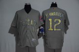 Chicago Cubs #12 Kyle Schwarber gray gold Flexbase Authentic Collection Jerseys