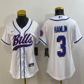 Youth Nike Buffalo Bills #3 Damar Hamlin white baseball jerseys Joint name-BD