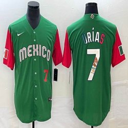 2023 World Cup Mexico #7 Julio Urias green red majestic baseball jerseys 15