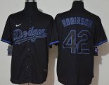 Nike Los Angeles Dodgers #42 Jackie Robinson black majestic baseball jersey-WL