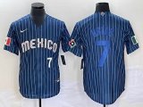 2023 World Cup Mexico #7 Julio Urias blue majestic baseball jerseys 61