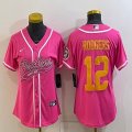 Women Nike Green Bay Packers #12 Aaron Rodgers pink baseball jerseys Joint name-BD 01