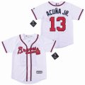 Youth Atlanta Braves #13 Ronald Acuna Jr. white Majestic baseball jersey