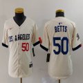 Youth Nike Los Angeles Dodgers #50 Mookie Betts beige fashion majestic baseball Jerseys-BD 02