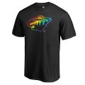 Men's Minnesota Wild Fanatics Branded Black Rainbow Pride Logo T-Shirt